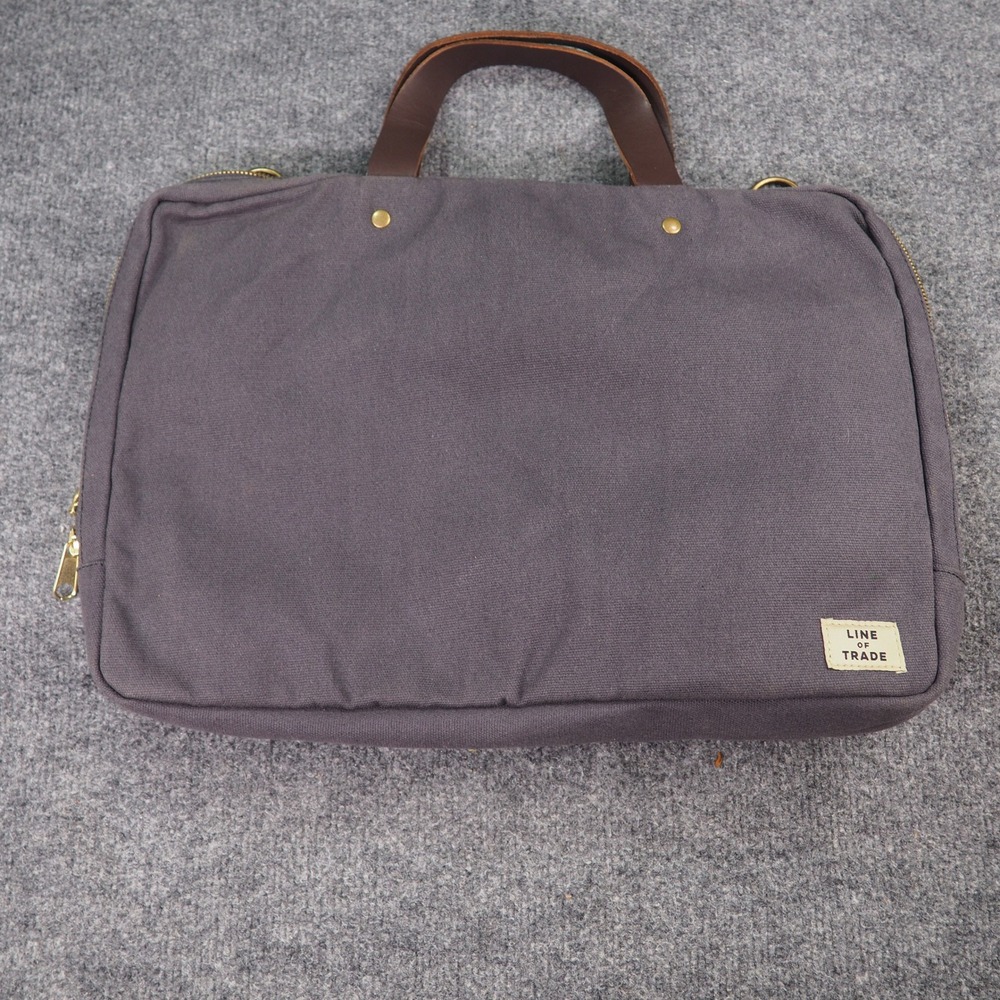 Line of Trade Canvas Briefcase Messenger Bag Gray Laptop Work Travel